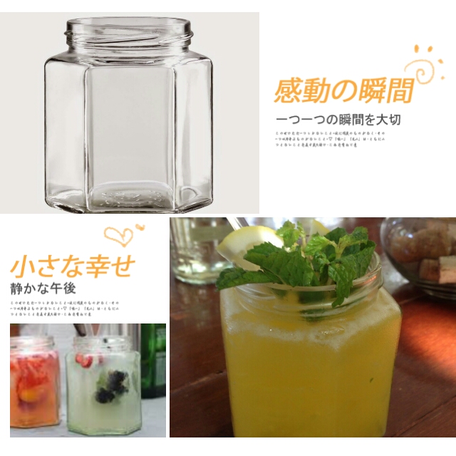 ขวดแก้ว 6 เหลี่ยมใหญ่ 400ml