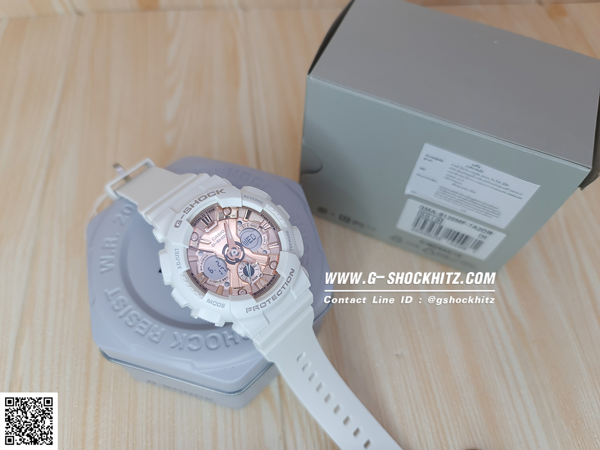 CASIO G-SHOCK นาฬิกาข้อมือ นาฬิกากันน้ำ นาฬิกาของแท้ ประกันศูนย์ CMG 1 ปี รุ่น GMA-S120MF-7A2 นาฬิกาสีขาว