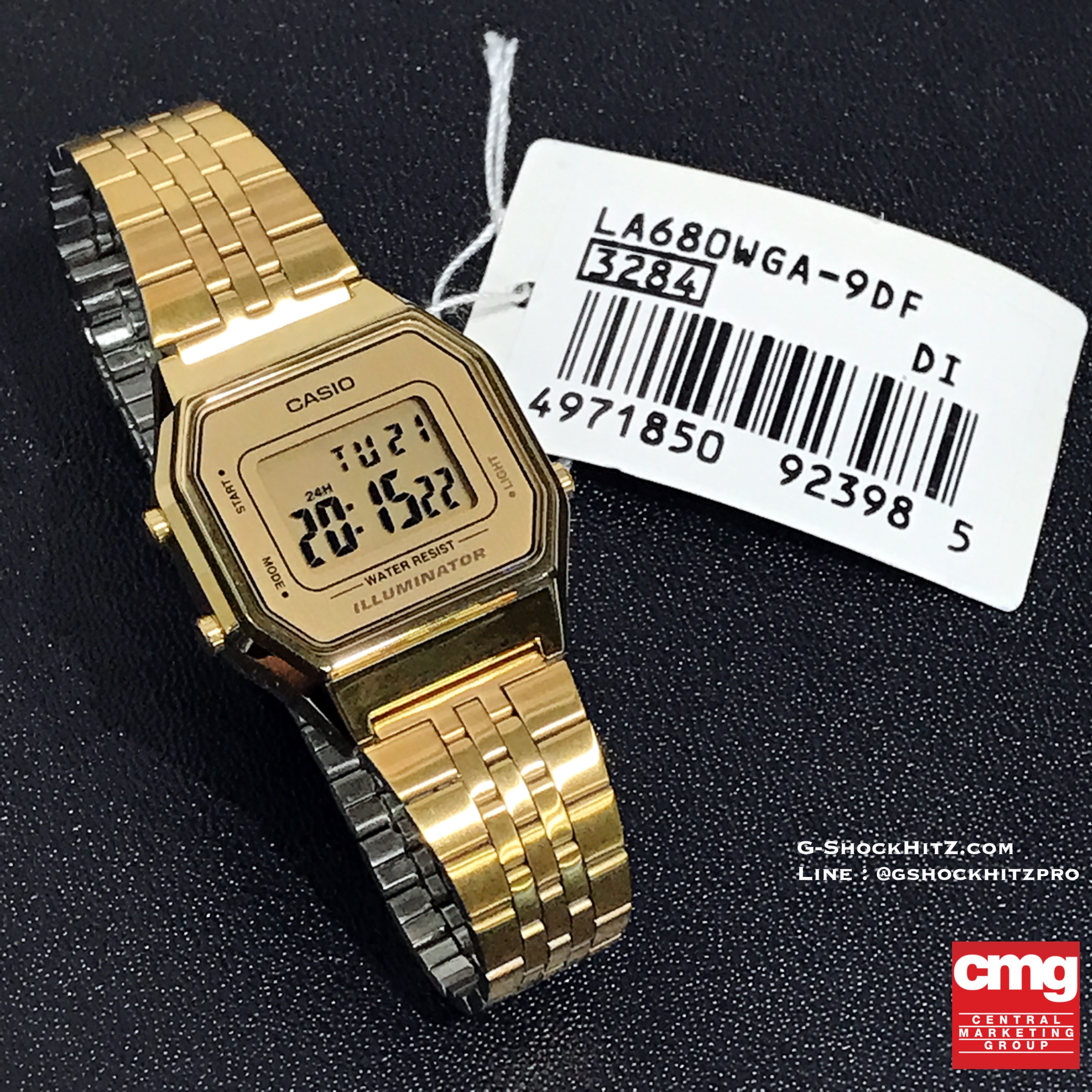 CASIO นาฬิกาคาสิโอ นาฬิกาข้อมือ นาฬิกากันน้ำ นาฬิกาของแท้ ประกันศูนย์ CMG 1 ปี รุ่น LA680WGA-9D นาฬิกาสีทอง