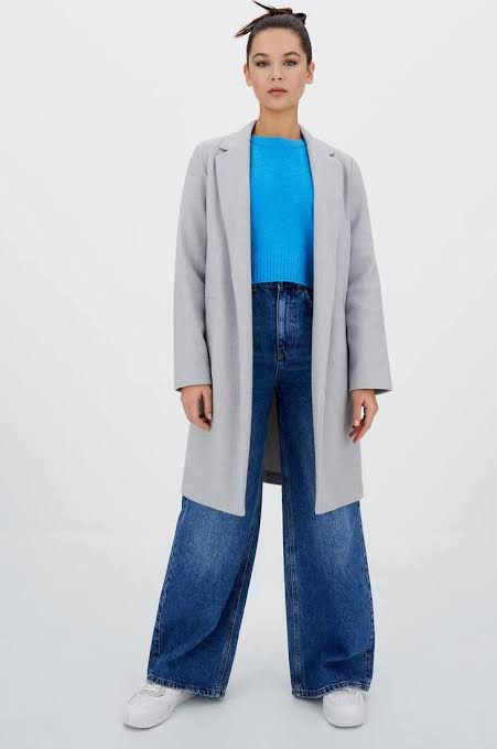 เสื้อโค้ท เสื้อโค้ทกันหนาว โค้ทวูล tailored knot coat สีเบจ แบรนด์ STRADIVARIUS สำเนา