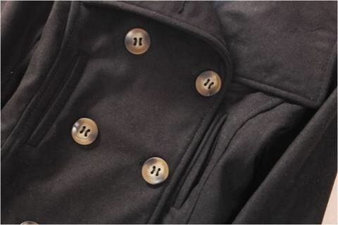 Thread&supply เสื้อคลุม เสื้อโค้ด coat ผ้าสักหลาด สีดำ brand: Thread&Supplyกระดุม 2 แถว แต่งคอได้2 แบบ เก๋ๆ( คอปีน/คอปก) ปกใหญ่สวยเท่ห์ แพทเทริน์เนื้อหรู สินค้าหลุดโรงงาน Size S ดำ