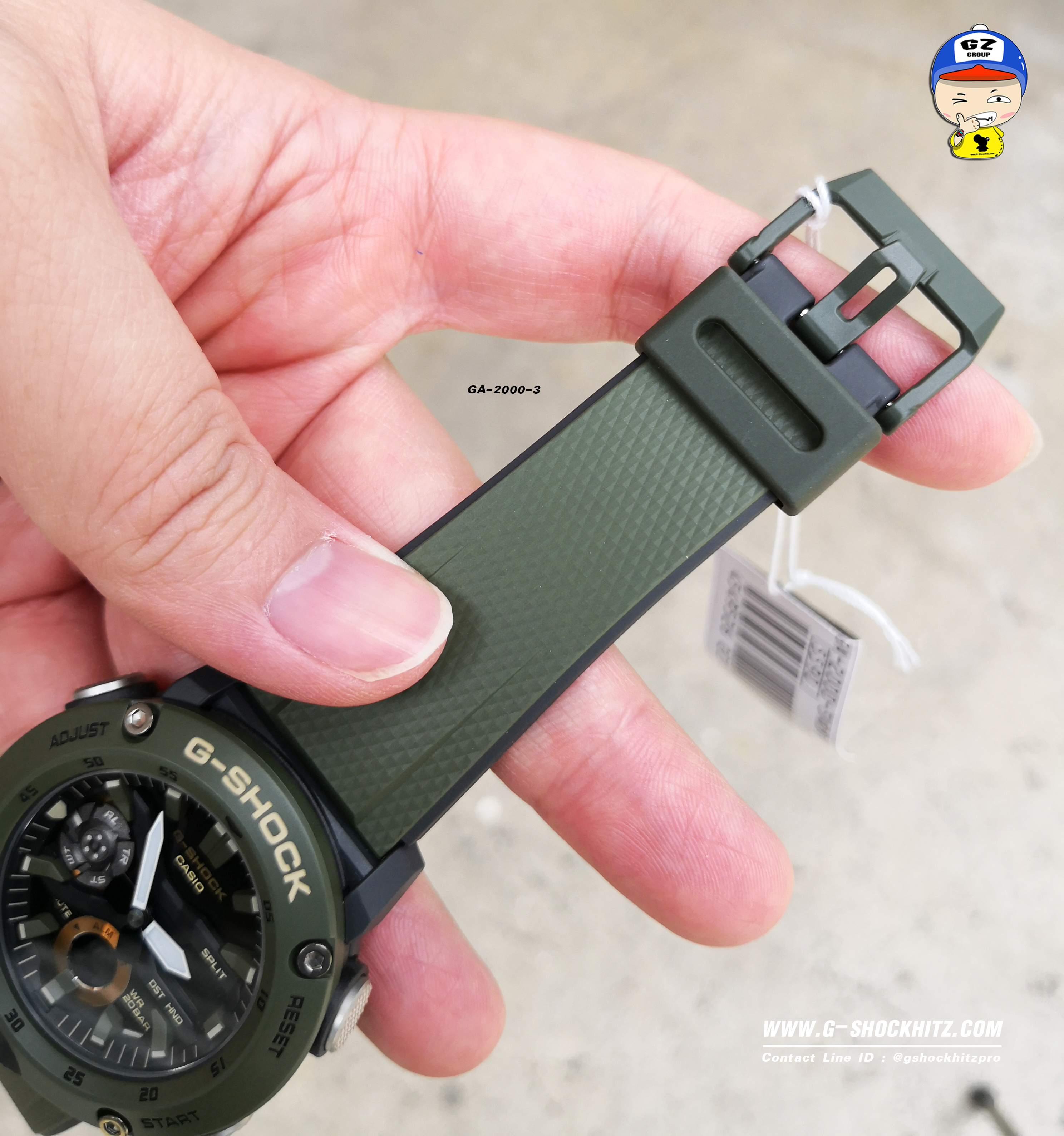 CASIO G-SHOCK นาฬิกาข้อมือ นาฬิกากันน้ำ นาฬิกาของแท้ ประกันศูนย์ CMG 1 ปี รุ่น GA-2000-3A นาฬิกาสีเขียว