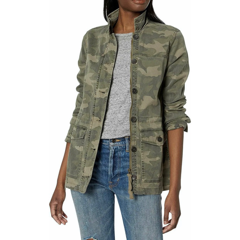 LUCKY BRAND เสื้อนอกเขียวทหาร เสื้อแจ็คเก็ต แนวทหาร แพทเทิน Lucky brandสวย เท่ห์ มาก แบรนด์ In extenso สำเนา เขียว