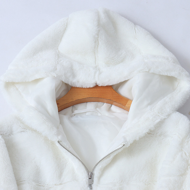 เสื้อเฟอร์กันหนาว หมวกฮู้ด เสื้อขน Fluffy coat แบรนด์ JOLIES & JOY ดำ