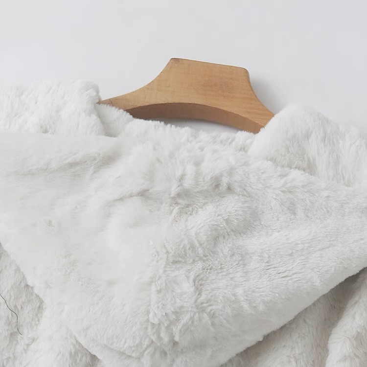 915 เสื้อเฟอร์กันหนาว หมวกฮู้ด เสื้อขน Fluffy coat แบรนด์ SUREVE (JAPAN) เทา