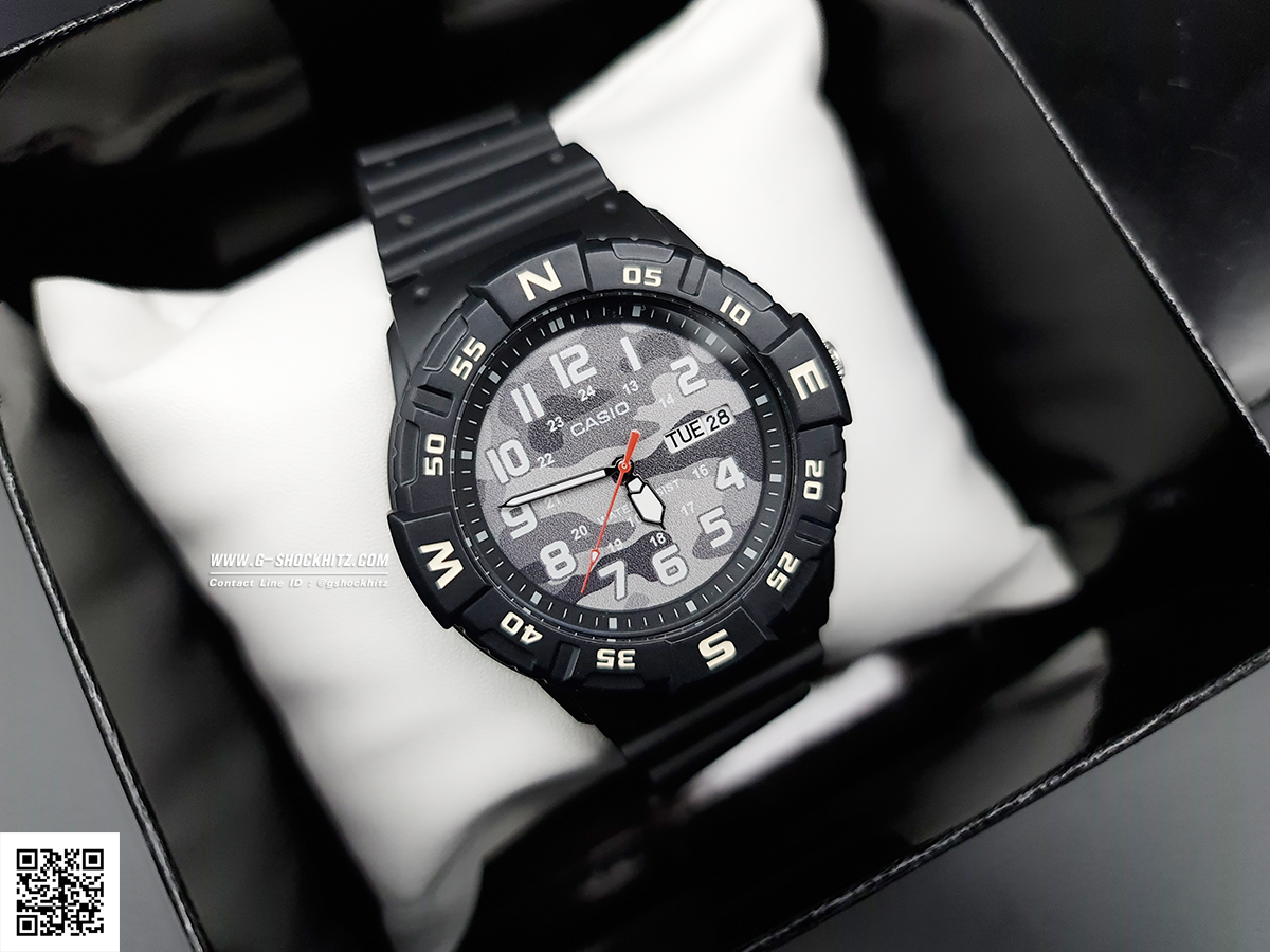 CASIO นาฬิกาคาสิโอ นาฬิกาข้อมือ นาฬิกากันน้ำ นาฬิกาของแท้ ประกันศูนย์ CMG 1 ปี รุ่น MRW-220HCM-1B นาฬิกาสีดำ