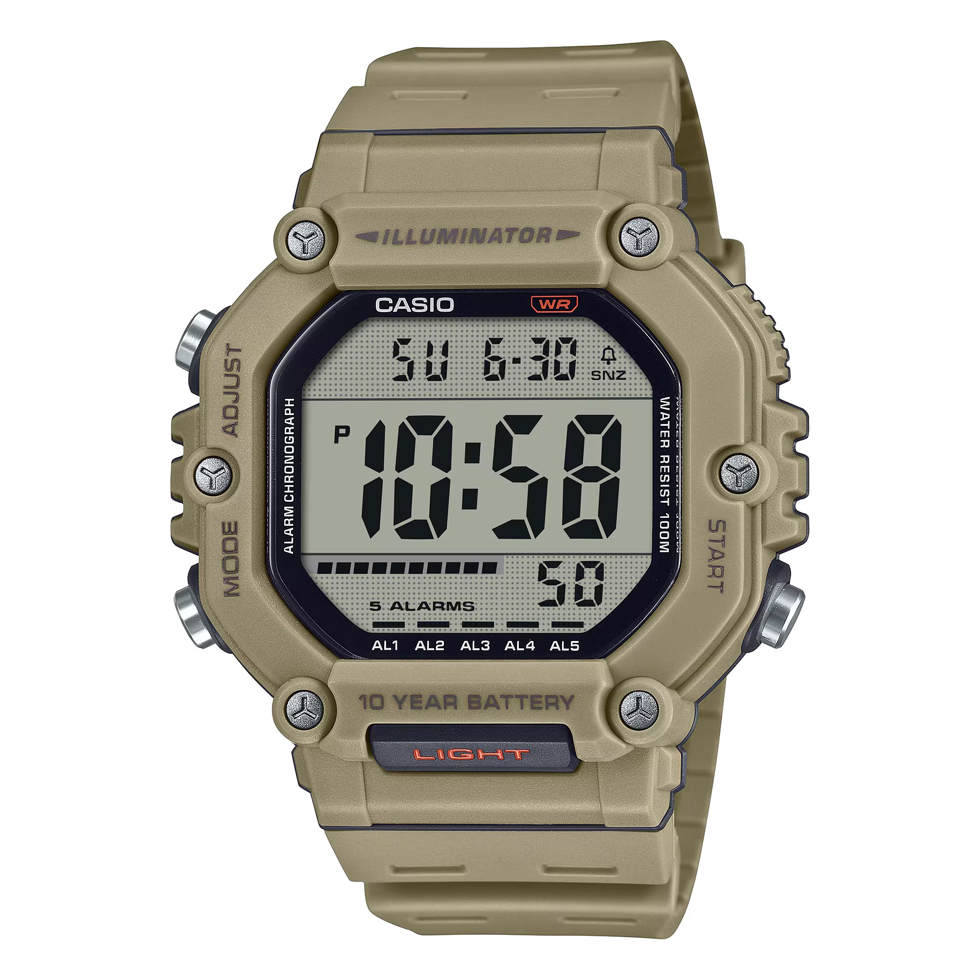 CASIO MID YEAR SALE นาฬิกาคาสิโอ นาฬิกาข้อมือ นาฬิกากันน้ำ นาฬิกาของแท้ BTS ประกันศูนย์ CMG 1 ปี รุ่น AE-1600WH-5A นาฬิกาสีน้ำตาล