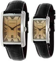 GIF SET Emporio Armani Brown Dial Brown Leather Strap Pair of Mens and Womens Watch AR9103 Be the first to review this item