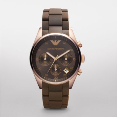 EMPORIO ARMANI SPORTIVO BROWN SILICON CHRONOGRAPH LADIES LATEST WATCH AR5891