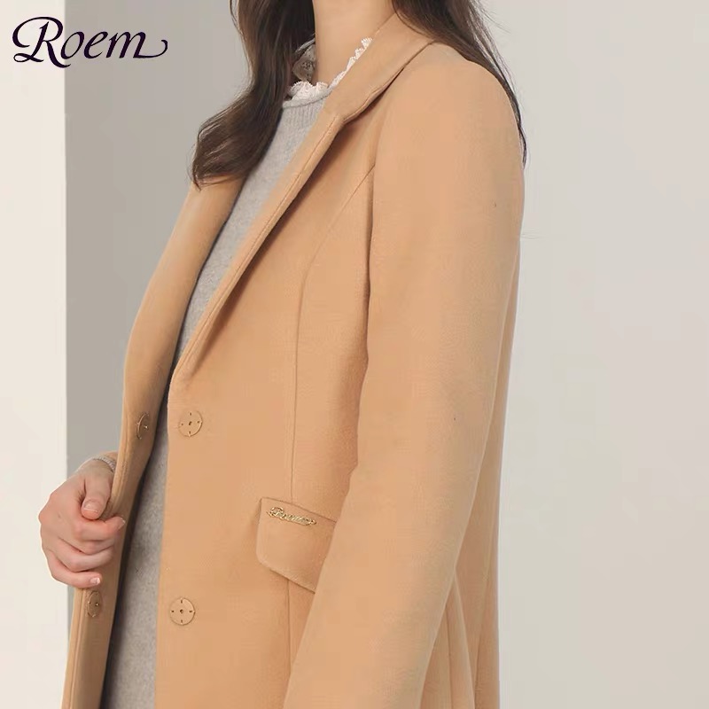 เสื้อโค้ทวูล Trench coat เสื้อโค้ทเฟอร์ โค้ทสักหลาดสีชมพูอ่อน แบรนด์ Roem