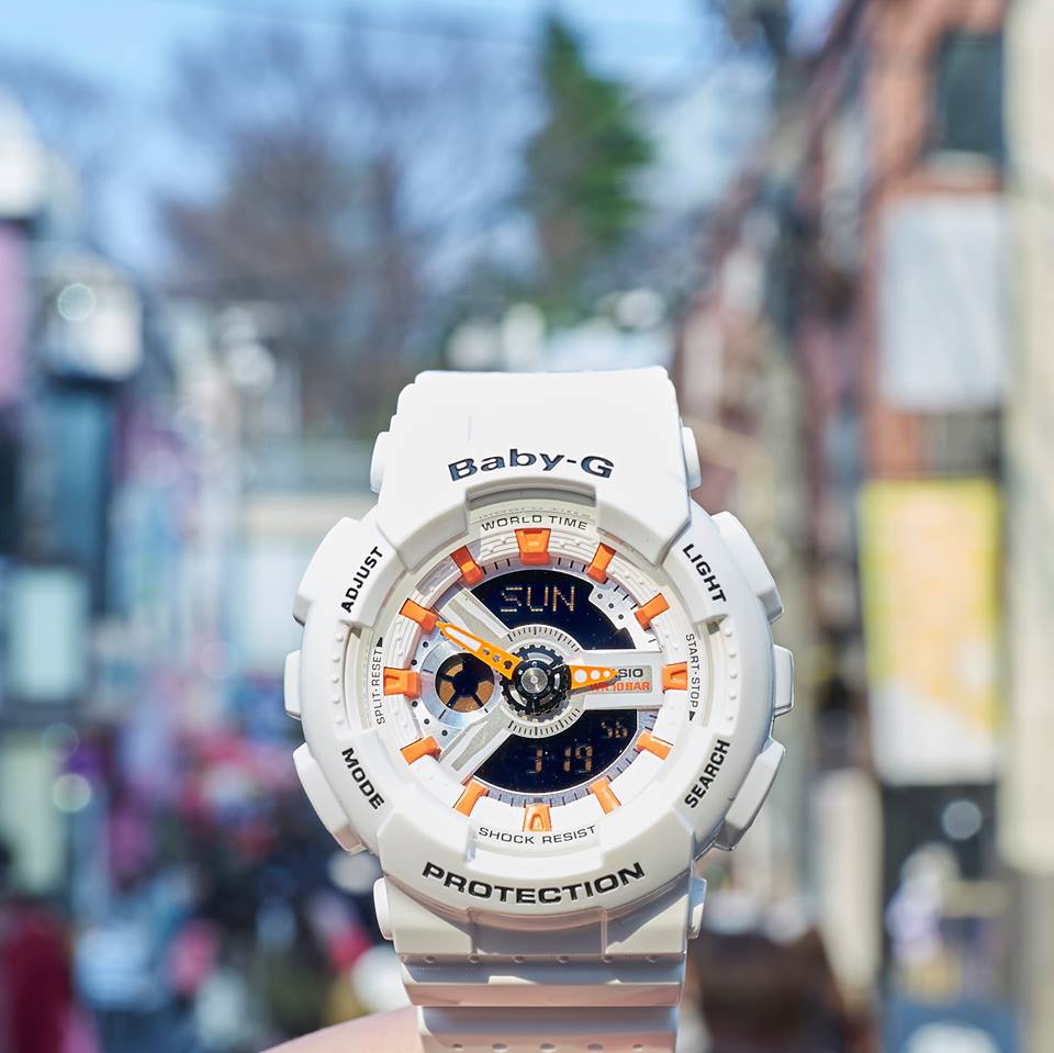 CASIO BABY-G นาฬิกาข้อมือ นาฬิกากันน้ำ นาฬิกาของแท้ ประกันศูนย์ CMG 1 ปี รุ่น BA-110PP-7A2 นาฬิกาสีขาว