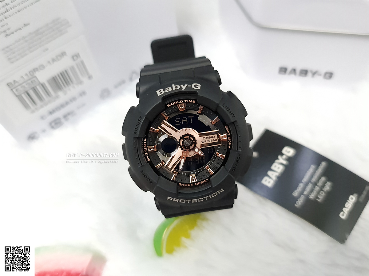 CASIO BABY-G นาฬิกาข้อมือ นาฬิกากันน้ำ นาฬิกาของแท้ ประกันศูนย์ CMG 1 ปี รุ่น BA-110RG-1A นาฬิกาสีดำ