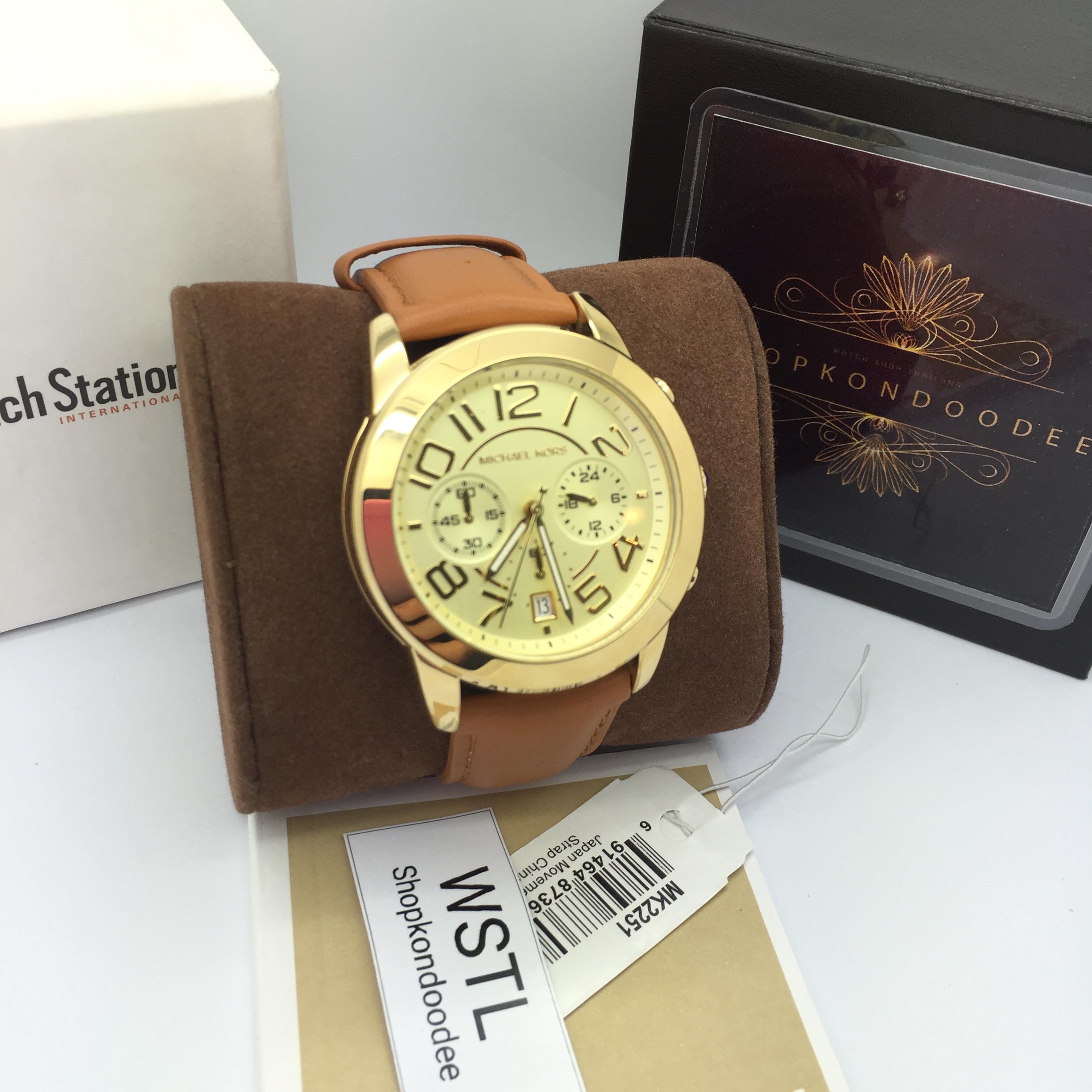 Michael Kors MK2251 Mercer Champagne Dial Brown Leather Ladies Watch