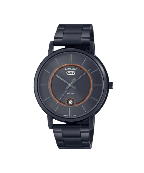 CASIO นาฬิกาคาสิโอ นาฬิกาข้อมือ นาฬิกากันน้ำ นาฬิกาของแท้ ประกันศูนย์ CMG 1 ปี รุ่น MTP-B120B-8A นาฬิกาสีดำ