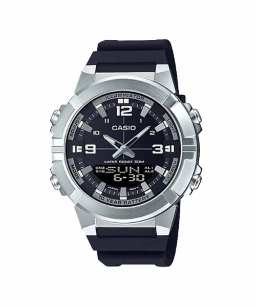 CASIO นาฬิกาคาสิโอ นาฬิกาข้อมือ นาฬิกากันน้ำ นาฬิกาของแท้ ประกันศูนย์ CMG 1 ปี รุ่น AMW-870-1A นาฬิกาสีดำ