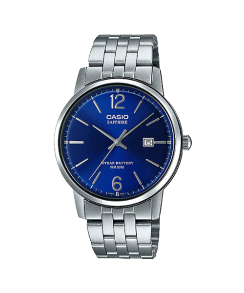 CASIO นาฬิกาคาสิโอ นาฬิกาข้อมือ นาฬิกากันน้ำ นาฬิกาของแท้ ประกันศูนย์ CMG 1 ปี รุ่น MTS-110D-2A นาฬิกาสีเงิน