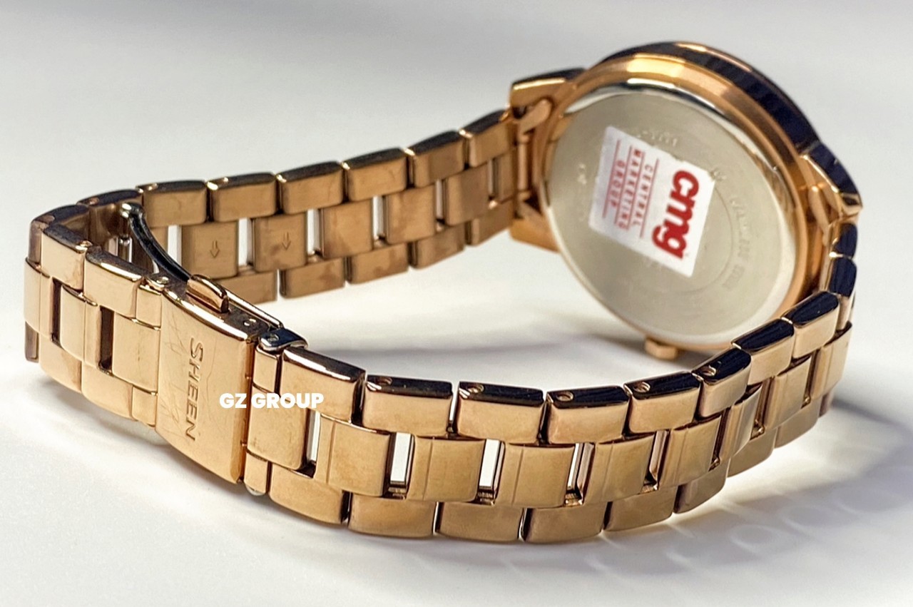 CASIO SHEEN นาฬิกาข้อมือ นาฬิกากันน้ำ นาฬิกาของแท้ ประกันศูนย์ CMG 1 ปี รุ่น SHE-3059PG-7A นาฬิกาสีน้ำตาล