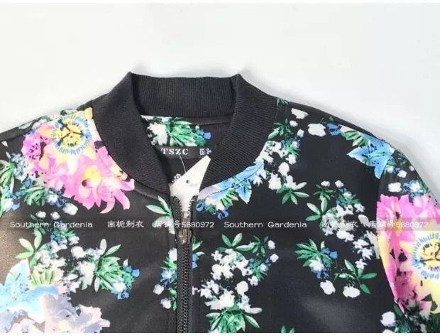 เสื้อคลุม เสื้อแจ็คเก็ต ผ้าวอร์ม พื้นดำ ลายดอกสีสันสวยสดใส แต่งแขนเอวจั๊ม เนื้อผ้าหนานุ่มเริ่ดคะ ติดแบรนด์ TSZC