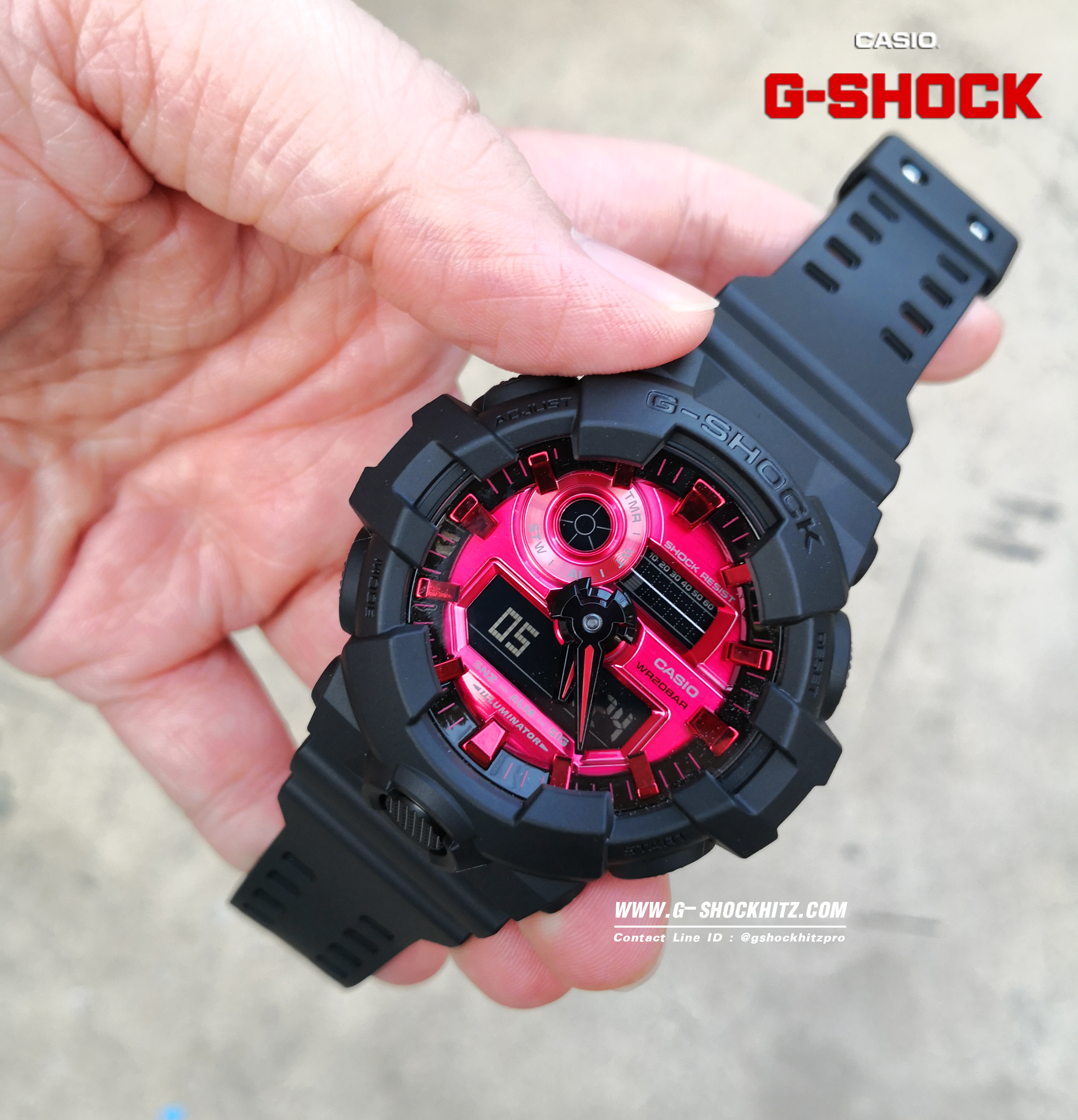 CASIO G-SHOCK นาฬิกาข้อมือ นาฬิกากันน้ำ นาฬิกาของแท้ ประกันศูนย์ CMG 1 ปี รุ่น GA-700AR-1A นาฬิกาสีดำ
