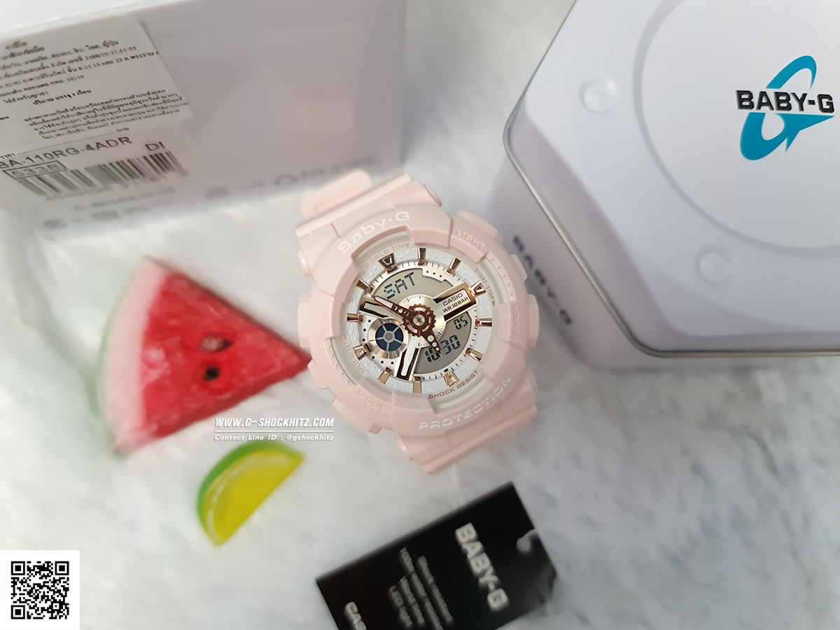 CASIO MID YEAR SALE BABY-G นาฬิกาข้อมือ นาฬิกากันน้ำ นาฬิกาของแท้ ประกันศูนย์ CMG 1 ปี รุ่น BA-110RG-4A นาฬิกาสีชมพู