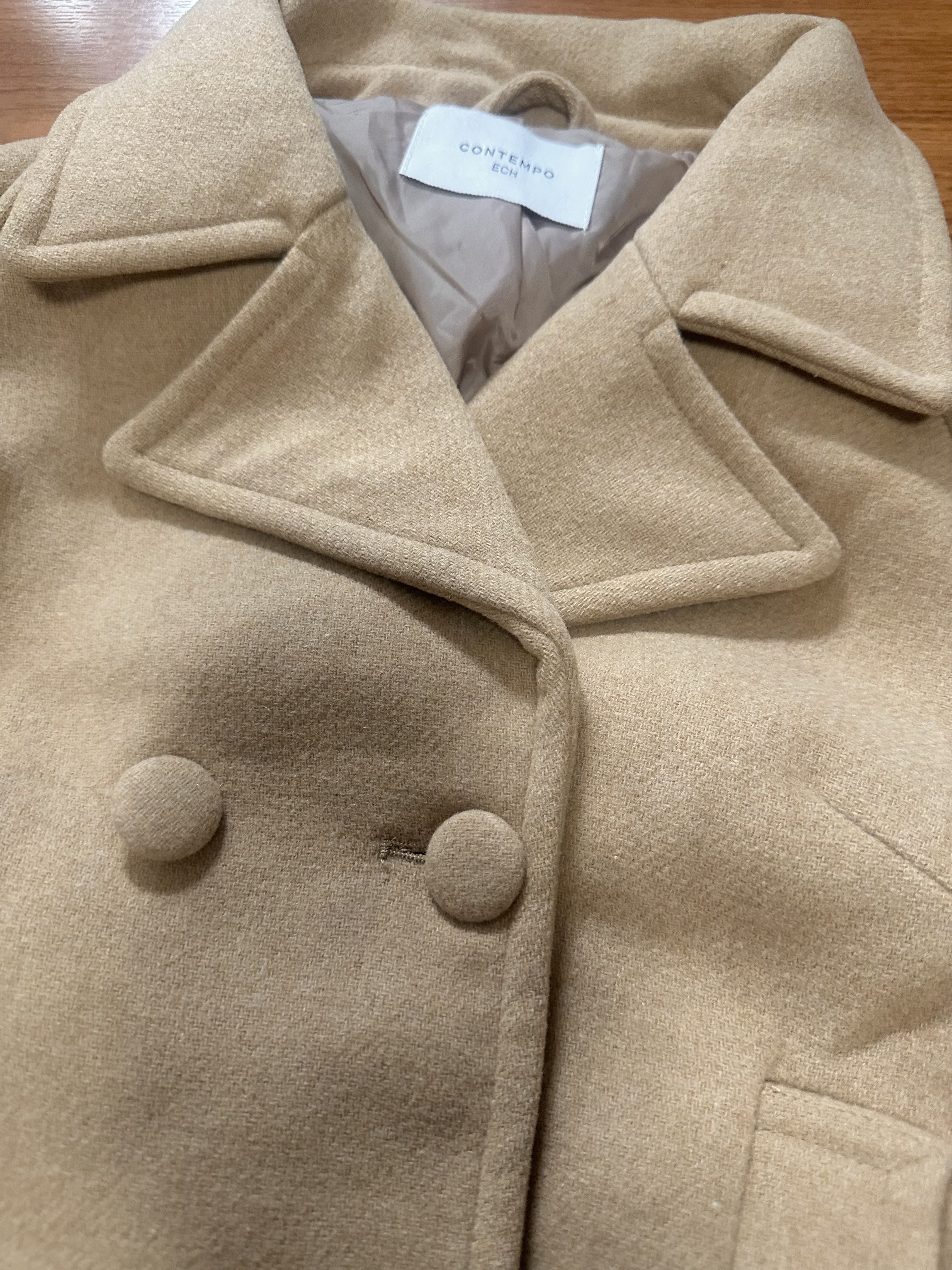 Love tree เสื้อโค้ทกันหนาว เสื้อกันหนาว peacoat contempoโค้ทวูล สีcamel belt coat สีครีมเบจ แบรนด์ ANNA FIELD สำเนา Camel