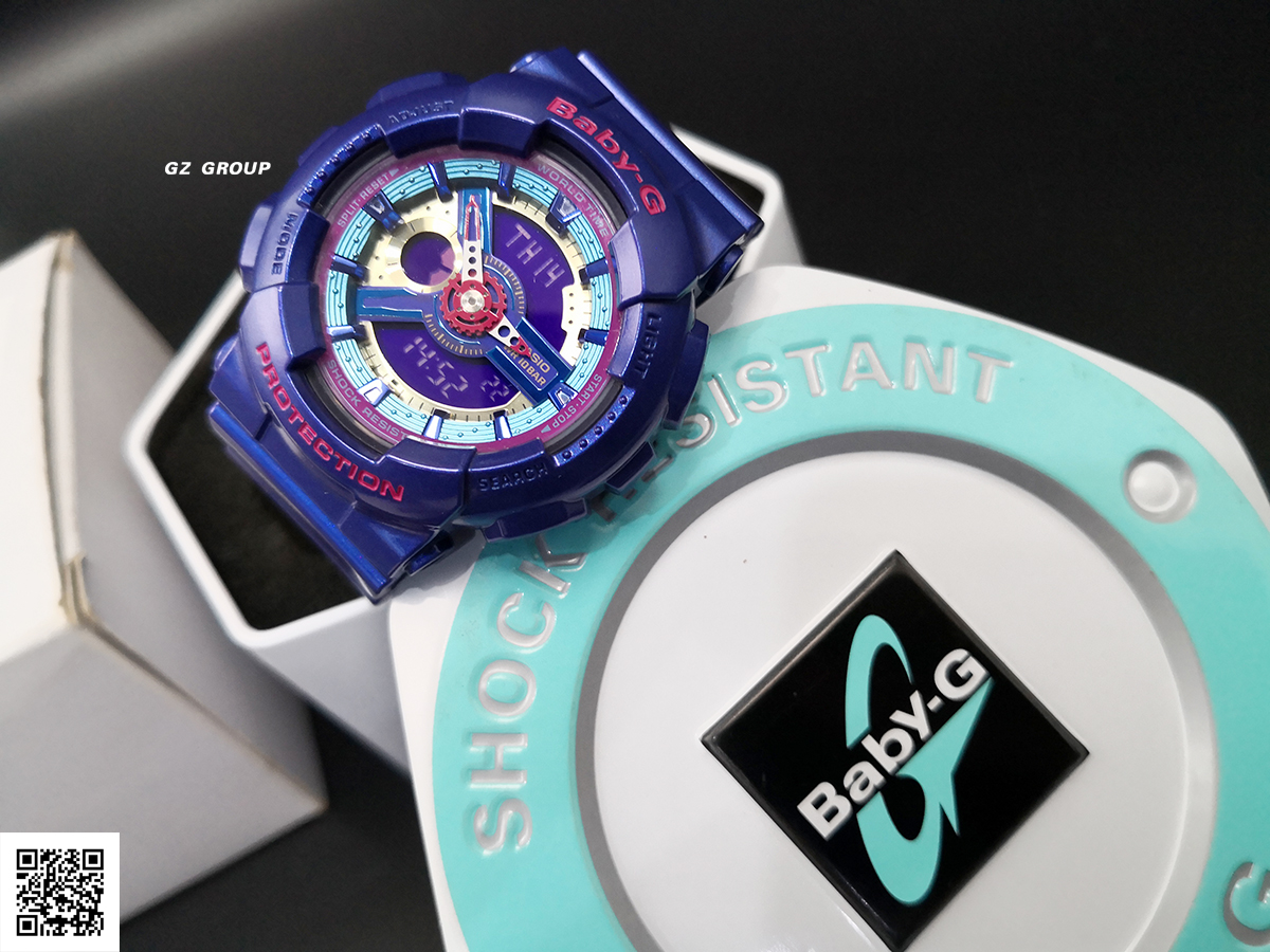 CASIO BABY-G นาฬิกาข้อมือ นาฬิกากันน้ำ นาฬิกาของแท้ ประกันศูนย์ CMG 1 ปี รุ่น BA-112-2A นาฬิกาสีน้ำเงิน