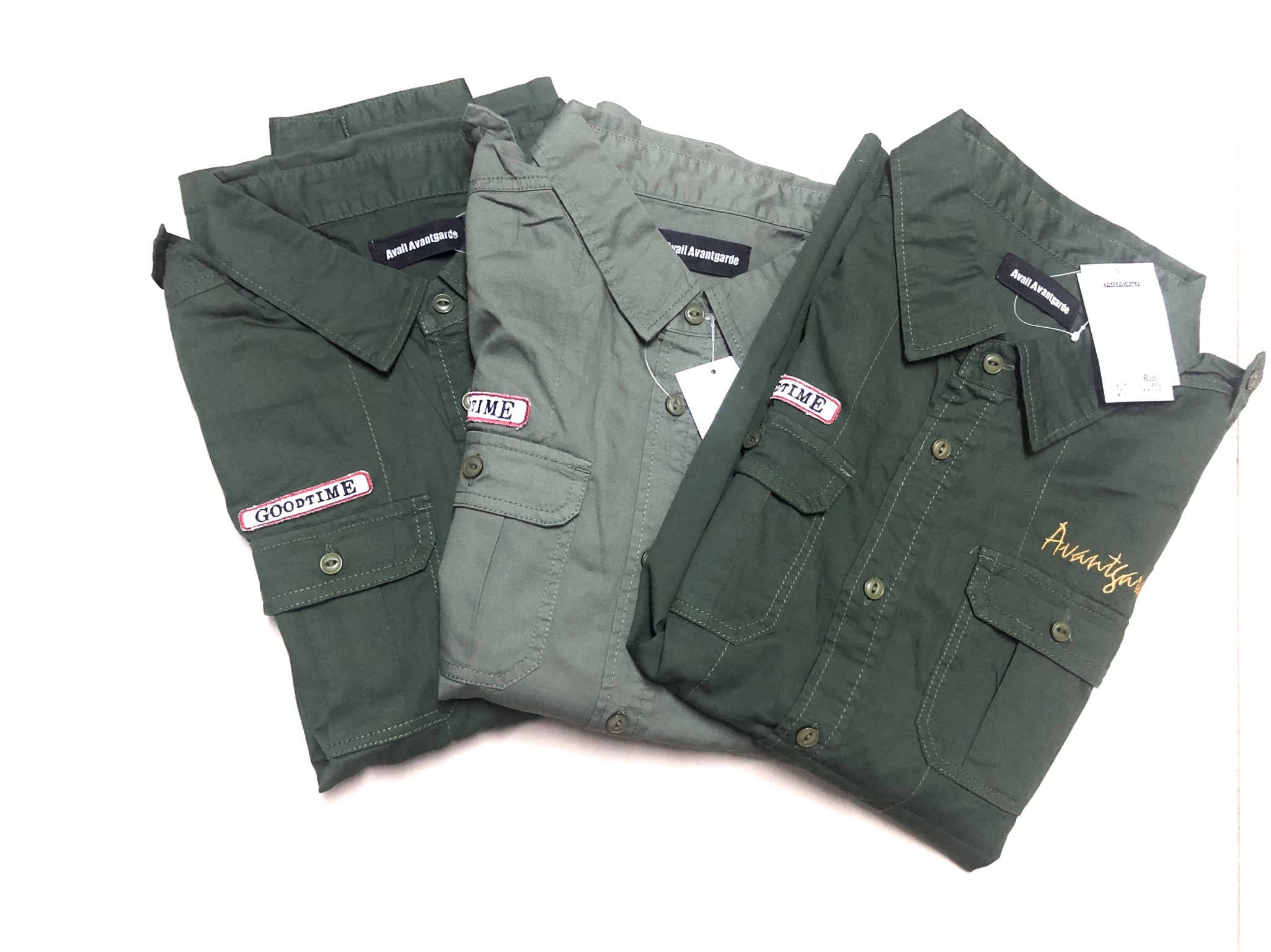 Avail Avantgarde เสื้อเขียวทหาร เสื้อนอก เสื้อเชิ้ตเขียวทหาร แนวทหาร แบรนด์ Avail Avantgarde(Japan)แพทเทินสวย เท่ห์มาก คะ เขียว