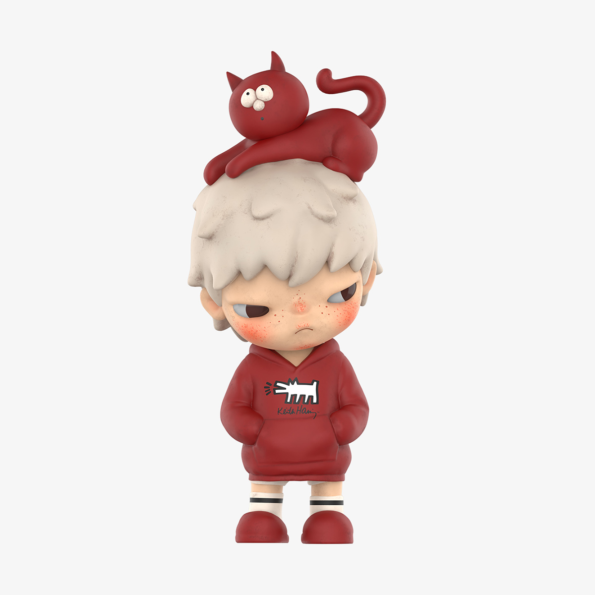 POP MART Hirono x Keith Haring Figure แมวแดง