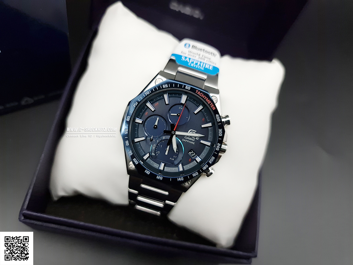 CASIO EDIFICE นาฬิกาข้อมือ นาฬิกากันน้ำ นาฬิกาของแท้ ประกันศูนย์ CMG 1 ปี รุ่น EQB-1100XDB-2A นาฬิกาสีเงิน
