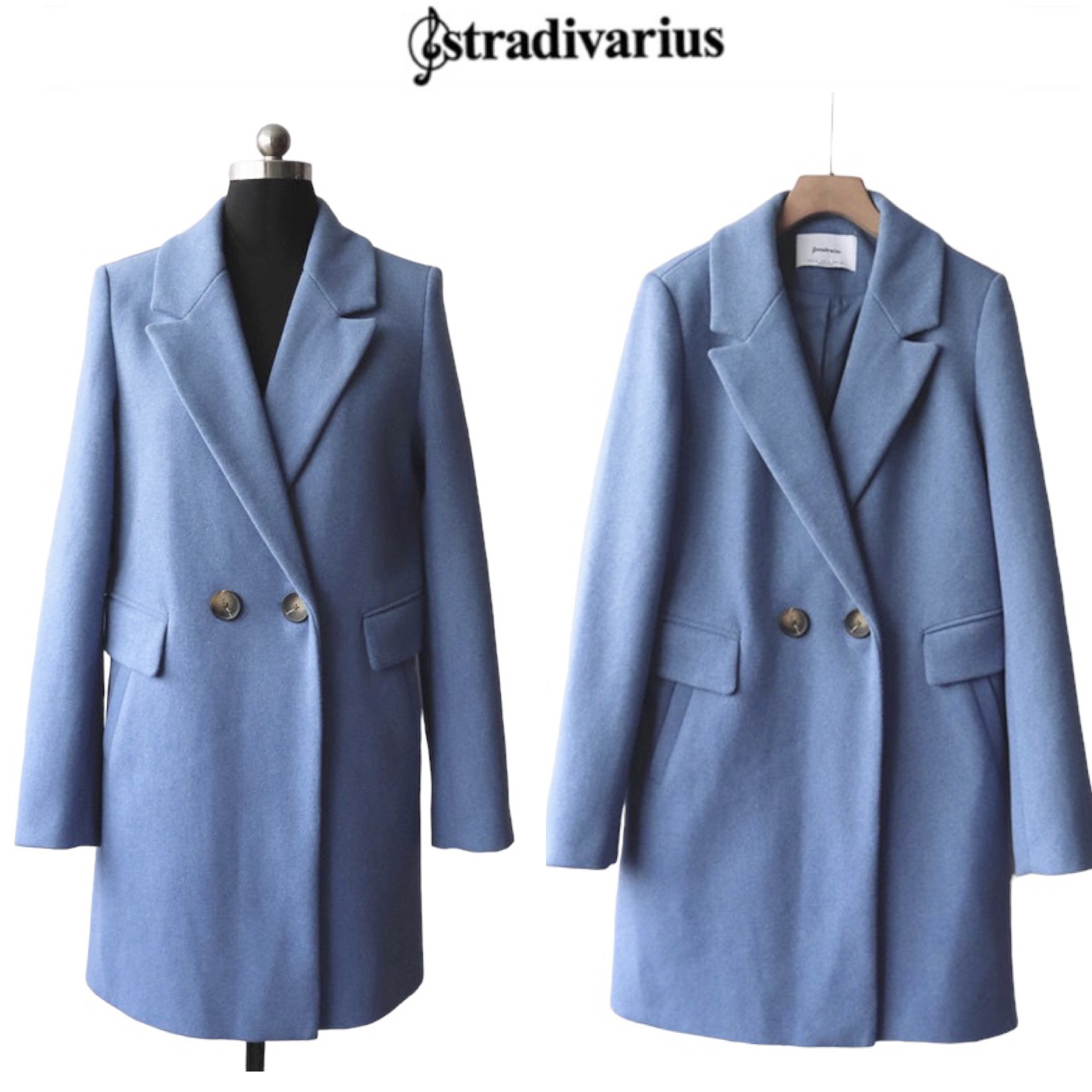 Stradivarius เสื้อโค้ท เสื้อกันหนาว เนื้อผ้าสักหลาดวูล เบจ แบรนด์ stradivarius✨ แท้