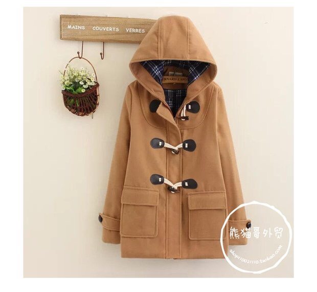 เสื้อคลุมกันหนาวผ้าสักหลาดแต่งฮูท แนวเกาหลี size S/M/L ❄️❄️2สี:แดงไวน์/น้ำตาลกากี แดง