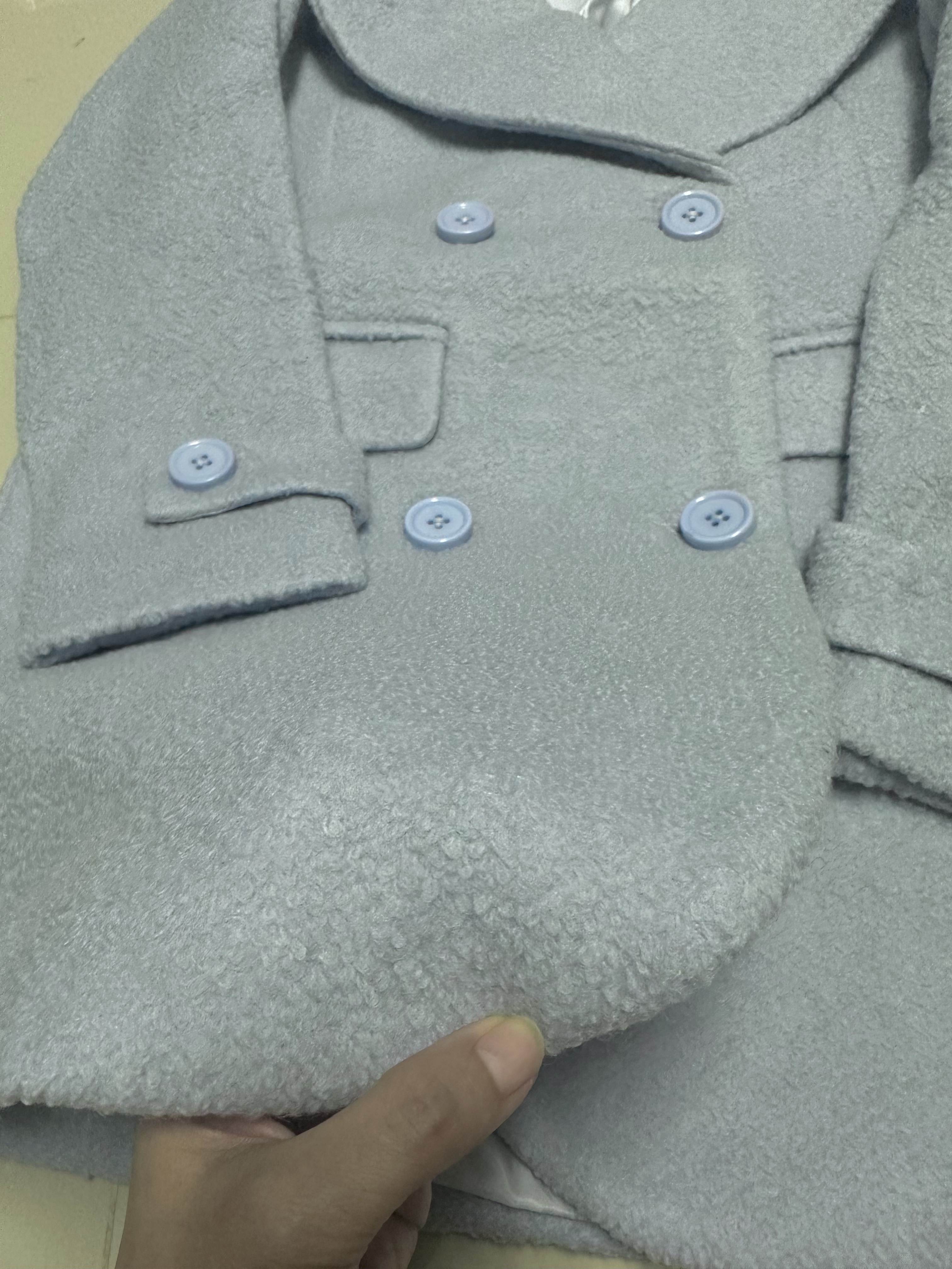 Ozoc เสื้อโค้ท เสื้อกันหนาว เนื้อผ้าสักหลาดวูล สีฟ้าอ่อนพาสเทล แบรนด์ joice
