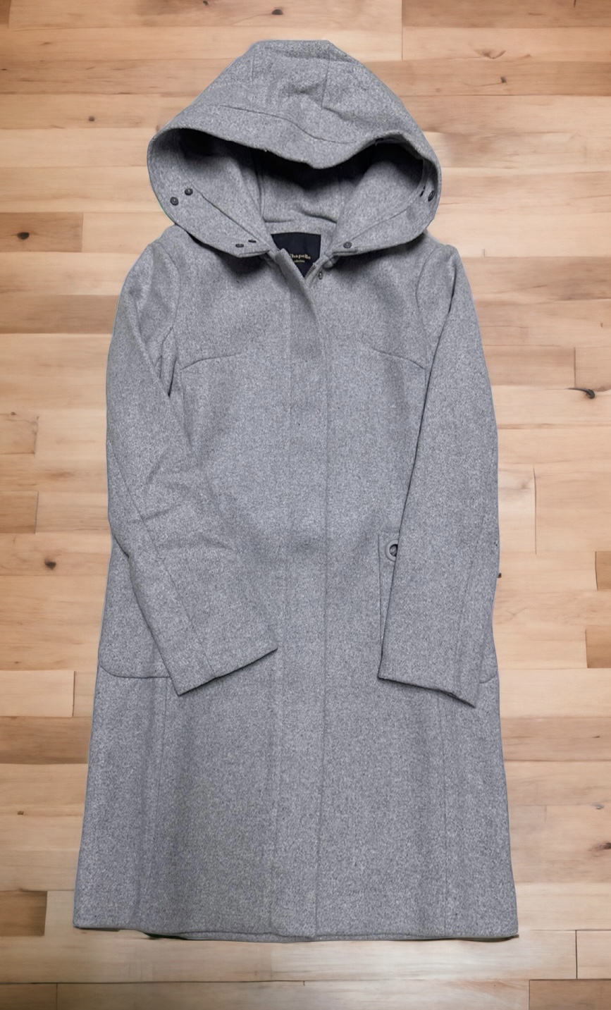 เสื้อโค้ท peacoat เสื้อโค้ทเฟอร์ โค้ทสักหลาดสีเทาอ่อน แบรนด์ La chapelle