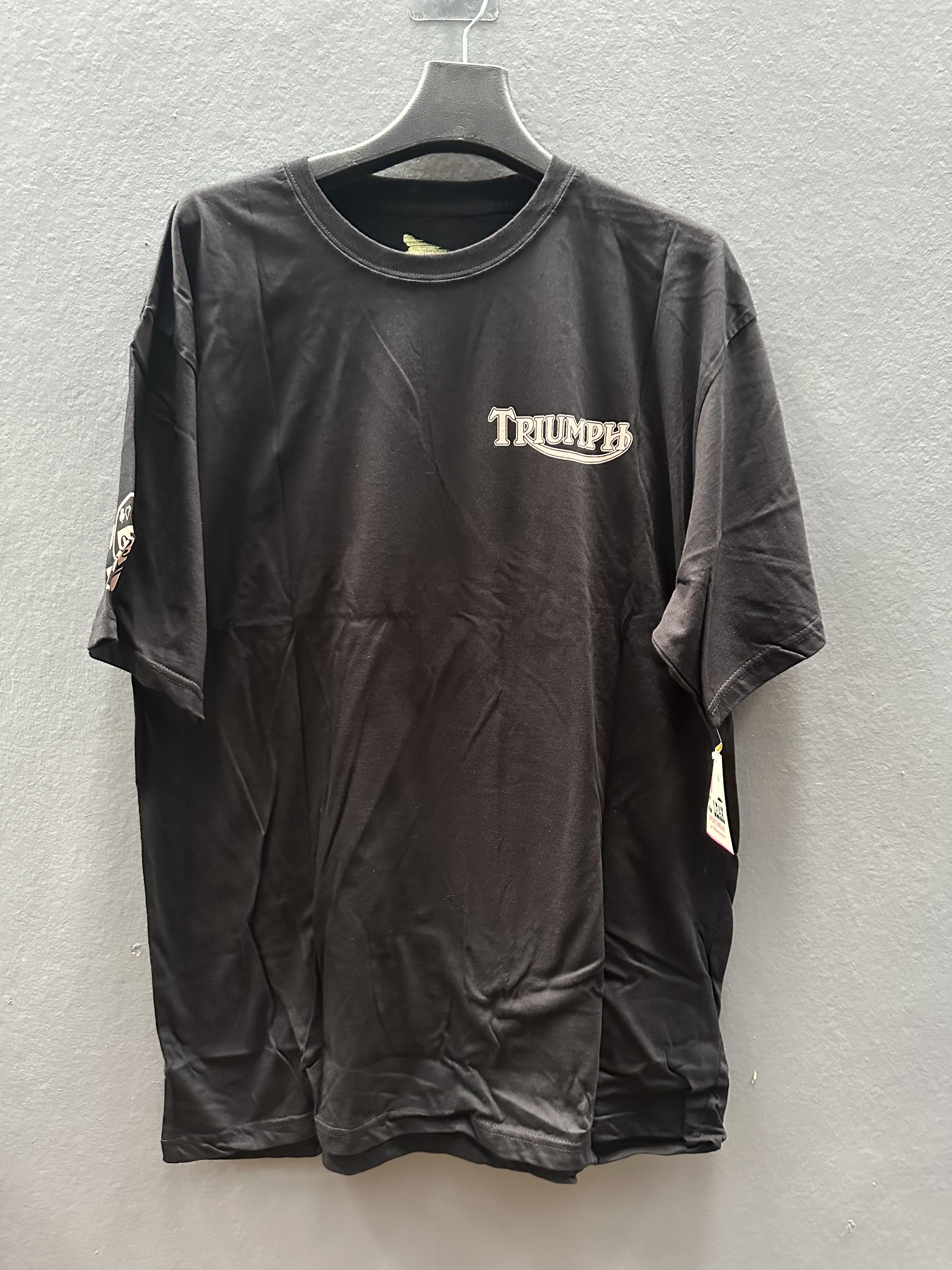 Oil leak เสื้อยืดแขนยาว คอกลม เสื้อยืด Triumph สีดำ ลายกะโหลก bakers field triumph cycle shop ผู้ชาย แบรนด์ OIL LEAK Size M/L/XL สำเนา สำเนา สำเนา สำเนา สำเนา สำเนา ดำ