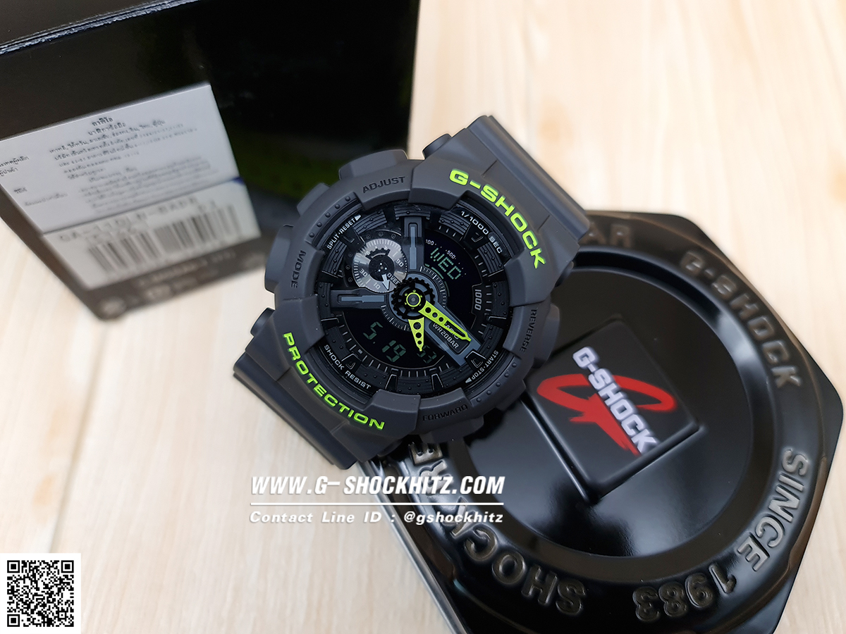 CASIO G-SHOCK นาฬิกาข้อมือ นาฬิกากันน้ำ นาฬิกาของแท้ ประกันศูนย์ CMG 1 ปี รุ่น GA-110LN-8 นาฬิกาสีดำ