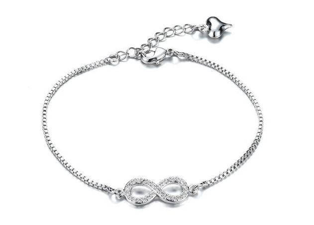 สร้อยข้อมือ ออกงาน สร้อยข้อมือเงิน Platinum ดีไซน์ เครื่องหมาย อินฟินิตี้ รักนิรันดร์ สร้อยข้อมือผู้หญิงใส่ ออกงาน ของขวัญให้แฟนสุดหรู 146858