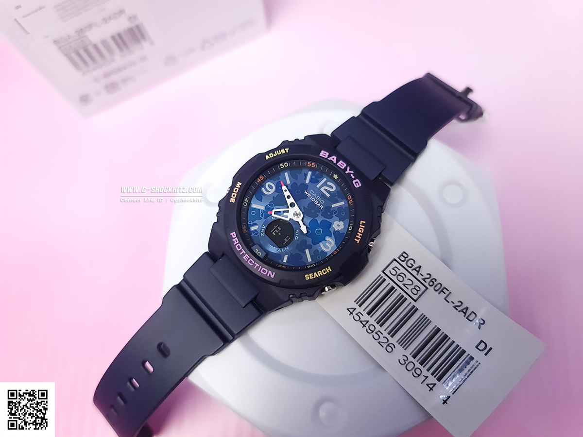 CASIO BABY-G นาฬิกาข้อมือ นาฬิกากันน้ำ นาฬิกาของแท้ ประกันศูนย์ CMG 1 ปี รุ่น BGA-260FL-2A นาฬิกาสีน้ำเงิน