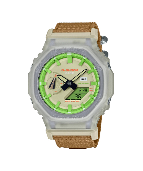 CASIO G-SHOCK นาฬิกาข้อมือ นาฬิกากันน้ำ นาฬิกาของแท้ ประกันศูนย์ CMG 1 ปี รุ่น GA-2100HUF-5A นาฬิกาสีน้ำตาล