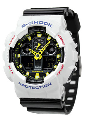 CASIO G-SHOCK นาฬิกาข้อมือ นาฬิกากันน้ำ นาฬิกาของแท้ ประกันศูนย์ CMG 1 ปี รุ่น GA-100CS-7A นาฬิกาสีขาว