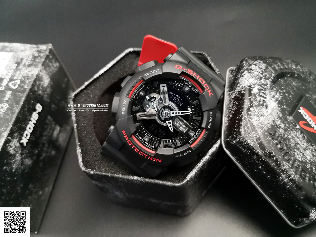 CASIO MID YEAR SALE G-SHOCK นาฬิกาข้อมือ นาฬิกากันน้ำ นาฬิกาของแท้ ประกันศูนย์ CMG 1 ปี รุ่น GA-110HR-1A นาฬิกาสีดำ