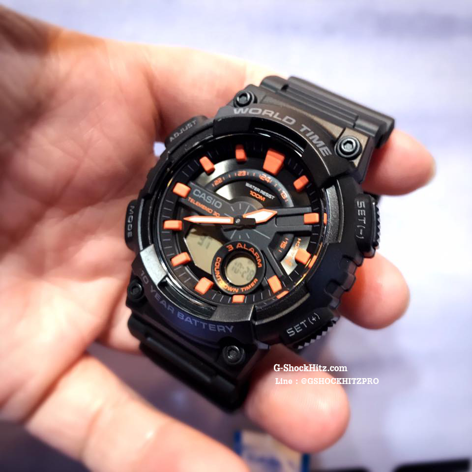 CASIO นาฬิกาคาสิโอ นาฬิกาข้อมือ นาฬิกากันน้ำ นาฬิกาของแท้ ประกันศูนย์ CMG 1 ปี รุ่น AEQ-110W-1A2 นาฬิกาสีดำ