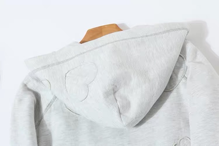 Pink by victoria's secret เสื้อแจ็คเก็ต เสื้อนอก เสื้อฮู้ดวอร์ม สีเทา แต่งลายปัก เทาอ่อน