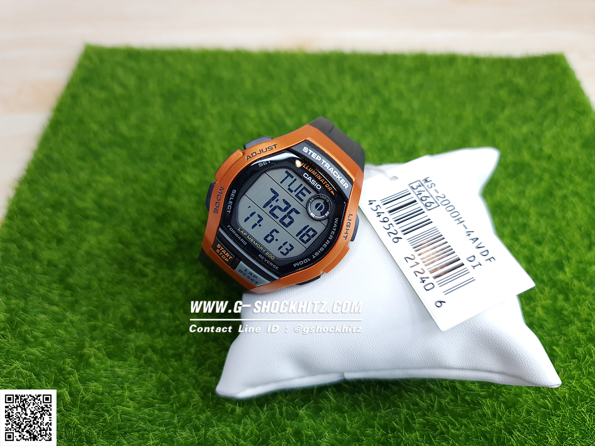 CASIO นาฬิกาคาสิโอ นาฬิกาข้อมือ นาฬิกากันน้ำ นาฬิกาของแท้ ประกันศูนย์ CMG 1 ปี รุ่น WS-2000H-4A นาฬิกาสีส้ม