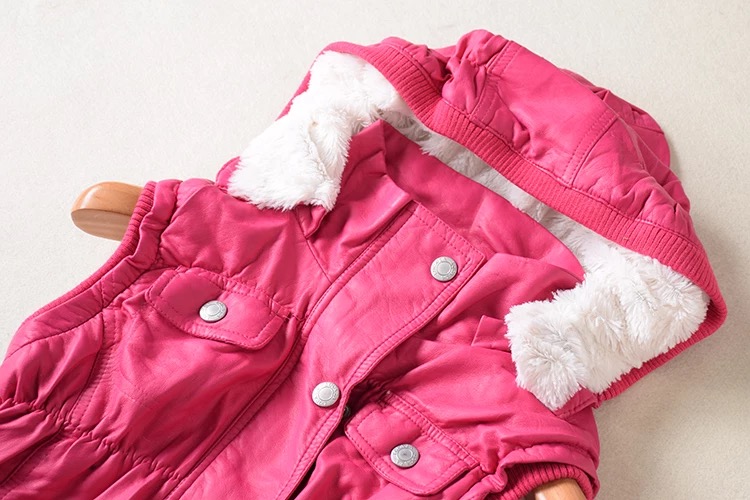 เสื้อกั๊ก เอวจั๊ม เกรดหรู หนังPU เกรด Premium สีชมพู ด้านในแต่งซับขนสีขาว เกรดนุ่ม หรู Size S/M