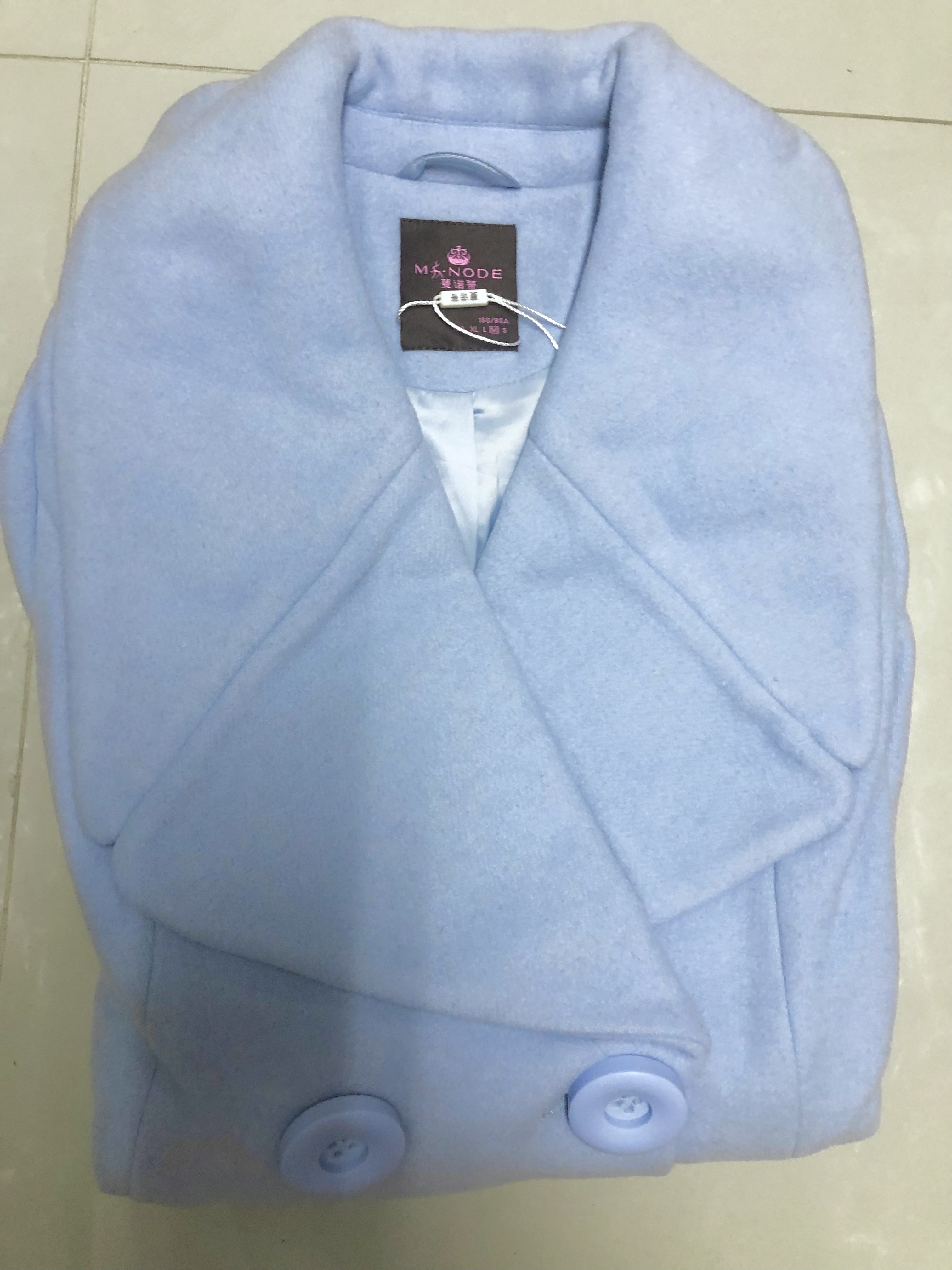 Ms.Node เสื้อโค้ท เสื้อกันหนาว เนื้อผ้าสักหลาดวูล สีชมพู/ สีฟ้า แต่งกระดุมสองแถว แบรนด์ MS.NODE