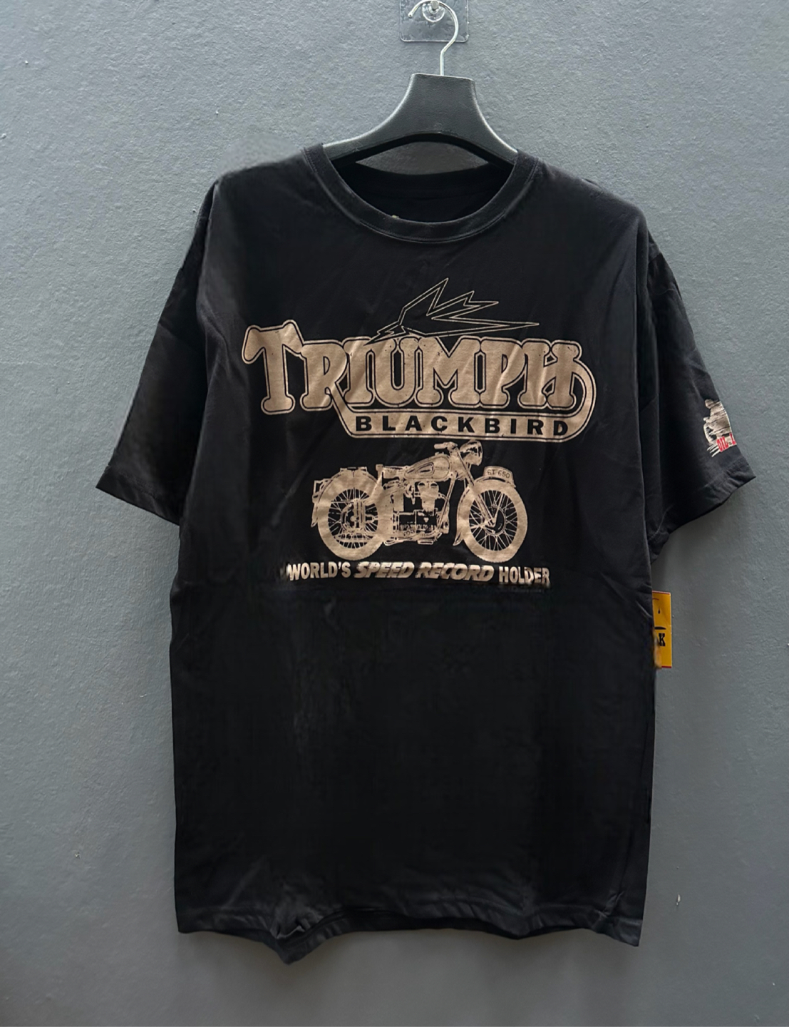 Oil leak เสื้อยืดแขนยาว คอกลม เสื้อยืด Triumph สีดำ ลายกะโหลก bakers field triumph cycle shop ผู้ชาย แบรนด์ OIL LEAK Size M/L/XL สำเนา สำเนา สำเนา สำเนา สำเนา ดำ