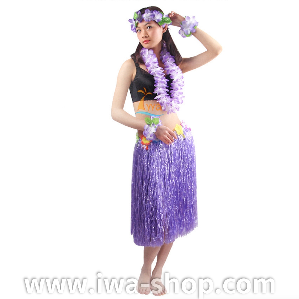 ม่วงยาว 60 cm ชุดพวงมาลัยฮาวายพร้อมกระโปรงฟาง หนาพิเศษ กระโปรงฟางอย่างดี กระโปรงเชือกฟางฟูๆ ชุดฮาวายเชือกปอฟาง พร็อพชุดฮาวาย ระบำฮาวาย ระบำชาวเกาะ เต้นฮูลาฮูล่า