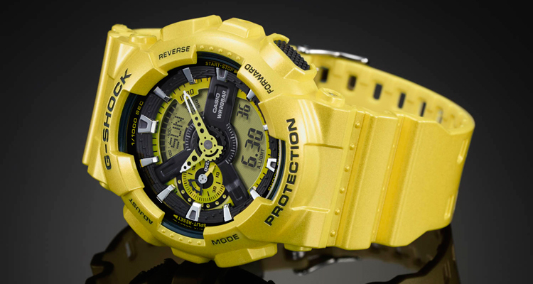 CASIO G-SHOCK นาฬิกาข้อมือ นาฬิกากันน้ำ นาฬิกาของแท้ ประกันศูนย์ CMG 1 ปี รุ่น GA-110NM-9A นาฬิกาสีเหลือง
