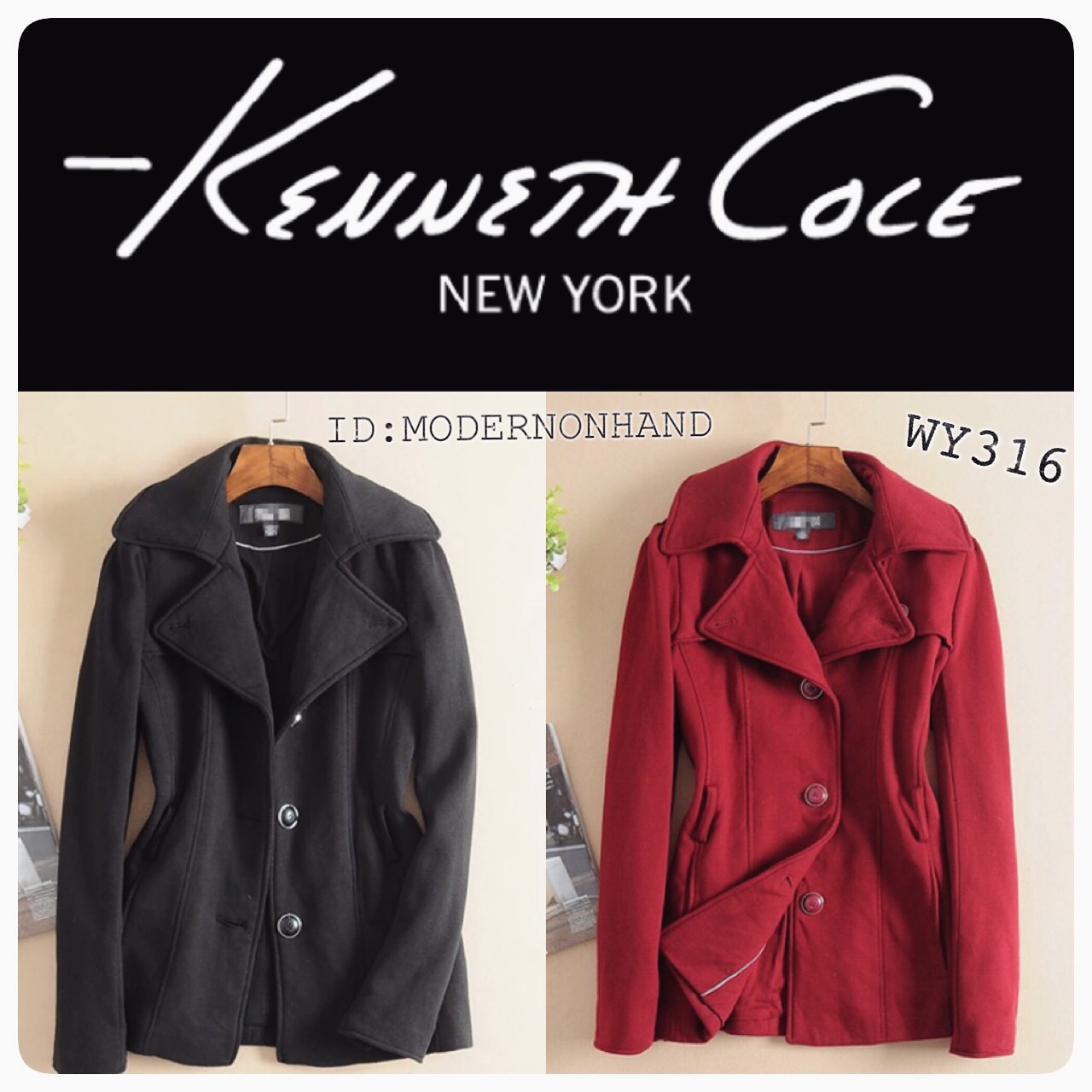 เสื้อนอก เสื้อกันหนาวทรงสูท แต่งคอปก สีดำ แบรนด์เนม Keneth Cole แท้ 100% size S/M ดำ