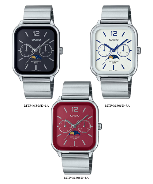 CASIO นาฬิกาคาสิโอ นาฬิกาข้อมือ นาฬิกากันน้ำ นาฬิกาของแท้ ประกันศูนย์ CMG 1 ปี รุ่น MTP-M305D นาฬิกาสีเงิน